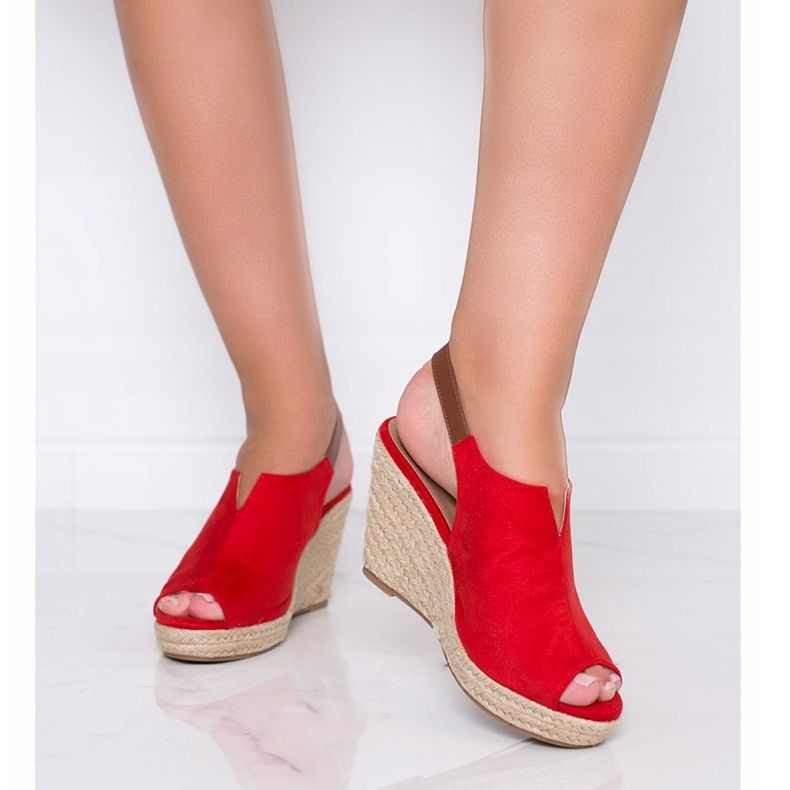 Sandálias de cunha vermelha da Lindy vermelho 1