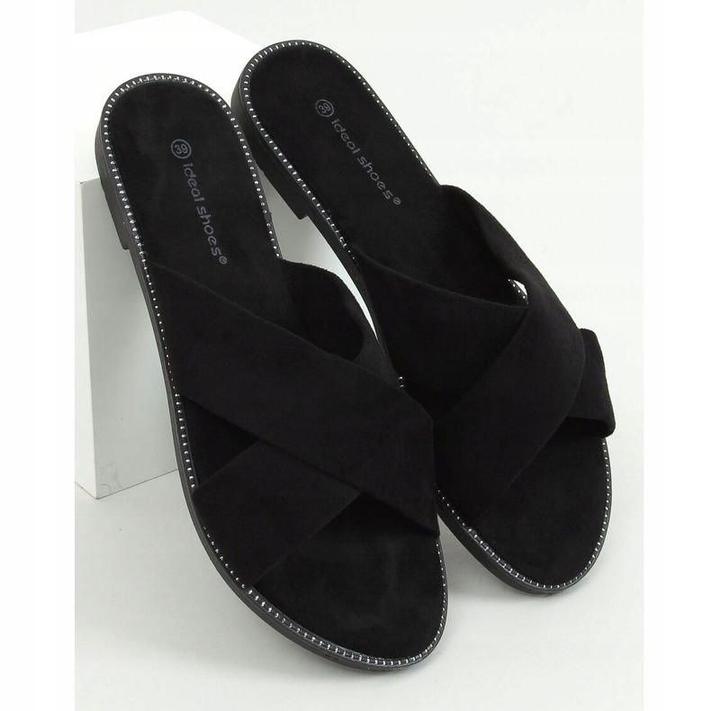 Sapatilhas cruzadas femininas negras 5143 pretas preto 1