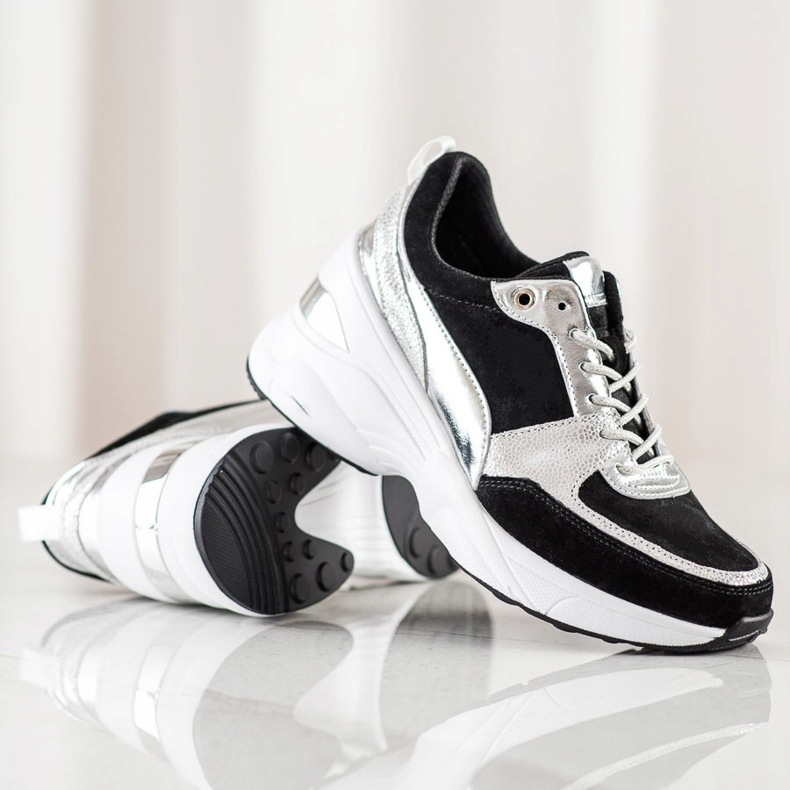 Filippo Tênis de couro cunha preto 1