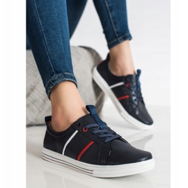 Filippo Calçados esportivos clássicos de couro azul marinho 2