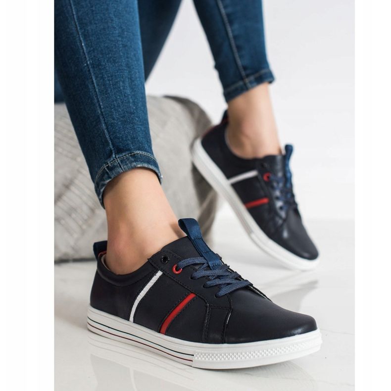 Filippo Calçados esportivos clássicos de couro azul marinho 2