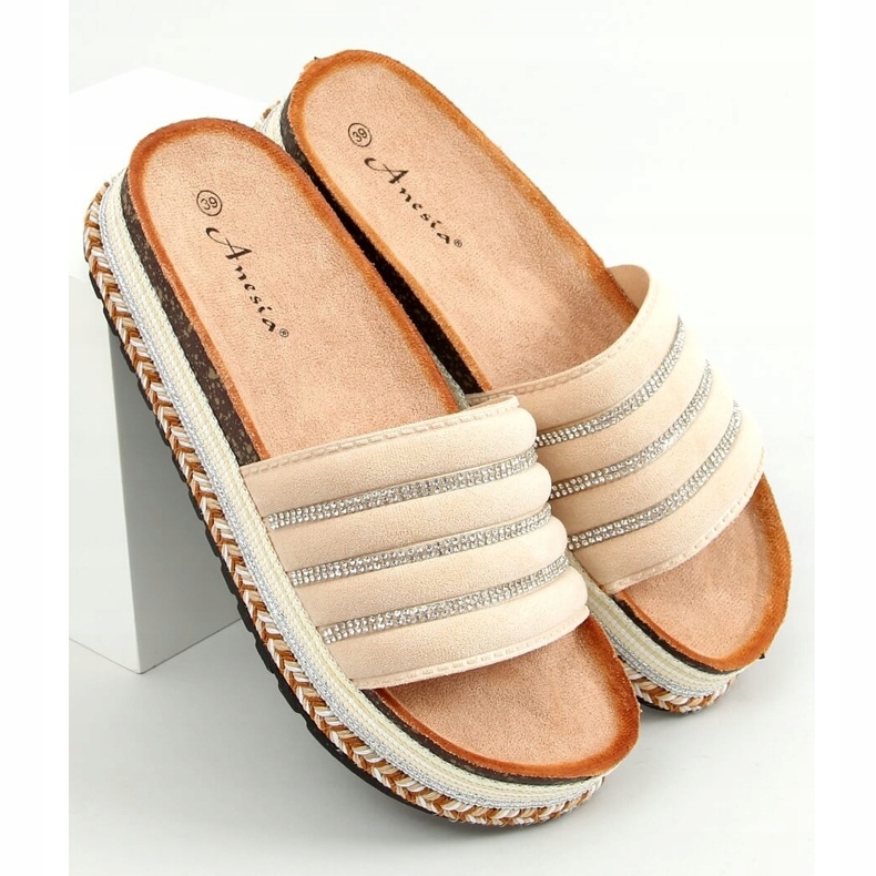 Chinelos na sola decorada N-96 Beige bege 1