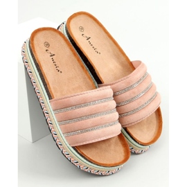 Chinelos rosa N-96 rosa na sola decorada 1