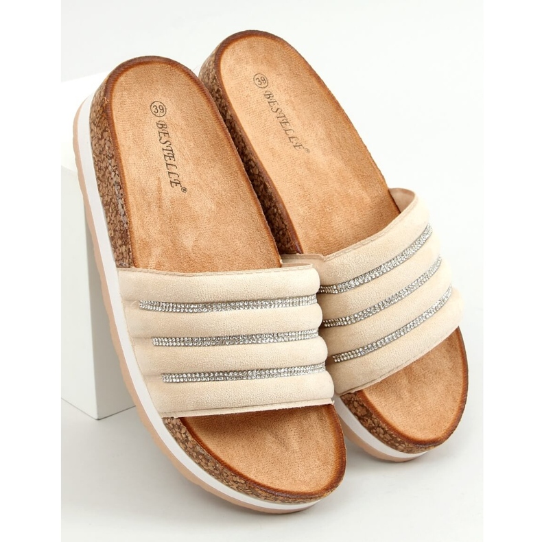 Chinelos de cortiça bege LS018 Beige 1