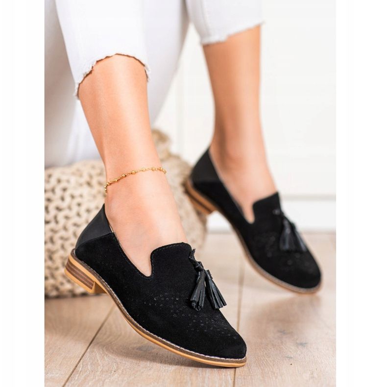 Filippo Senhores de couro com franjas preto 1