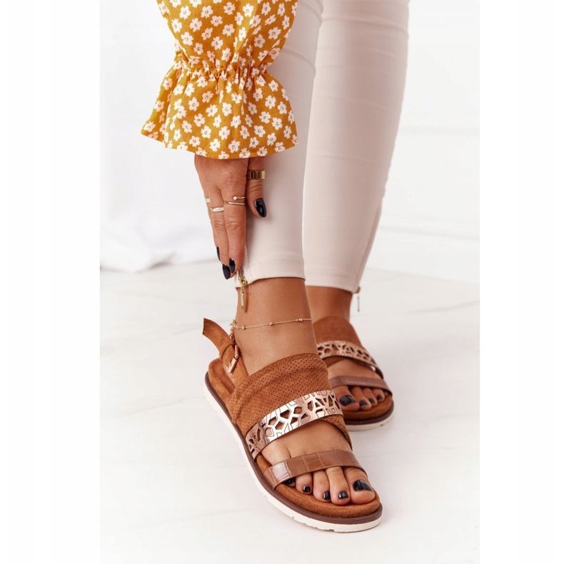 EVE Sandálias de camurça feminino Camel Astúrias castanho 1