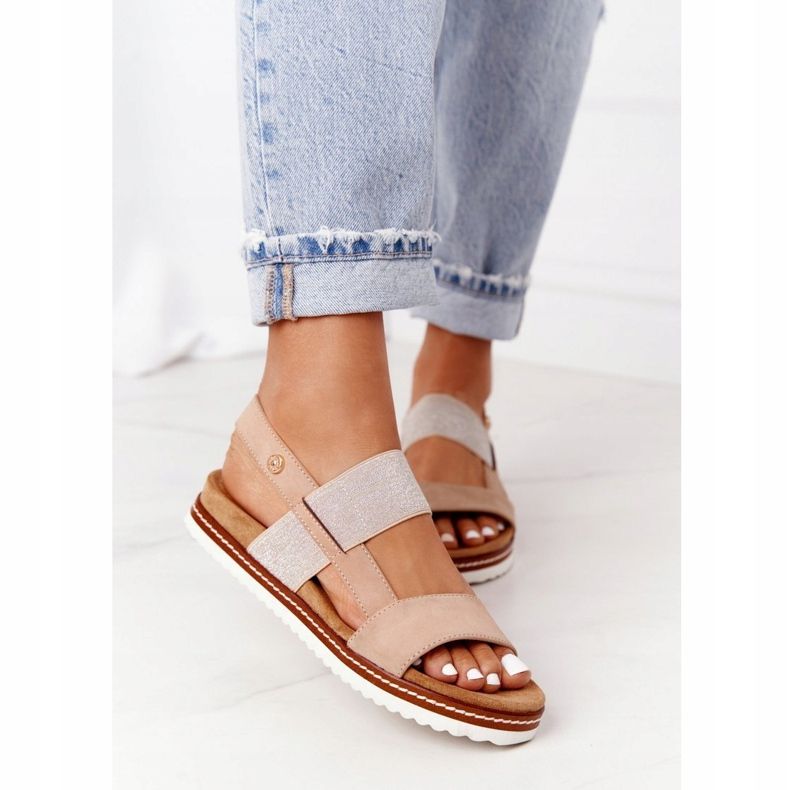 EVE Sandálias Com Punho Prateado Bege Almeria 2
