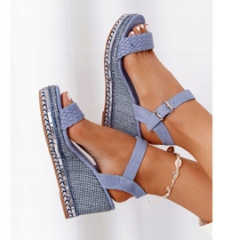 PG1 Sandálias Cunha Com Lantejoulas Azuis Scilla azul 1