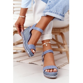 PG1 Sandálias Cunha Com Lantejoulas Azuis Scilla azul 2