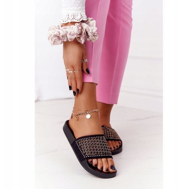 EVE Chinelos de borracha pretos Tonya com lantejoulas 1