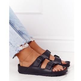 NEWS Chinelos femininos pretos de borracha Stacy 1