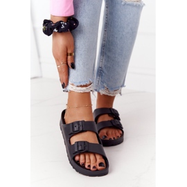 NEWS Chinelos femininos pretos de borracha Stacy 2