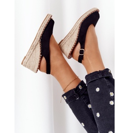 PG1 Sandálias Pretas em Cunha com Las Palomas Pretas Trançadas bege preto 1