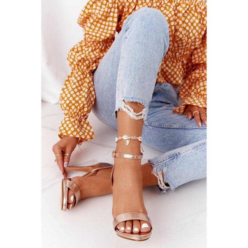 PG1 Sandálias elegantes com salto alto ouro rosa glamour dourado 1