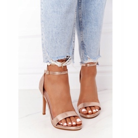 PG1 Sandálias elegantes com salto alto ouro rosa glamour dourado 2