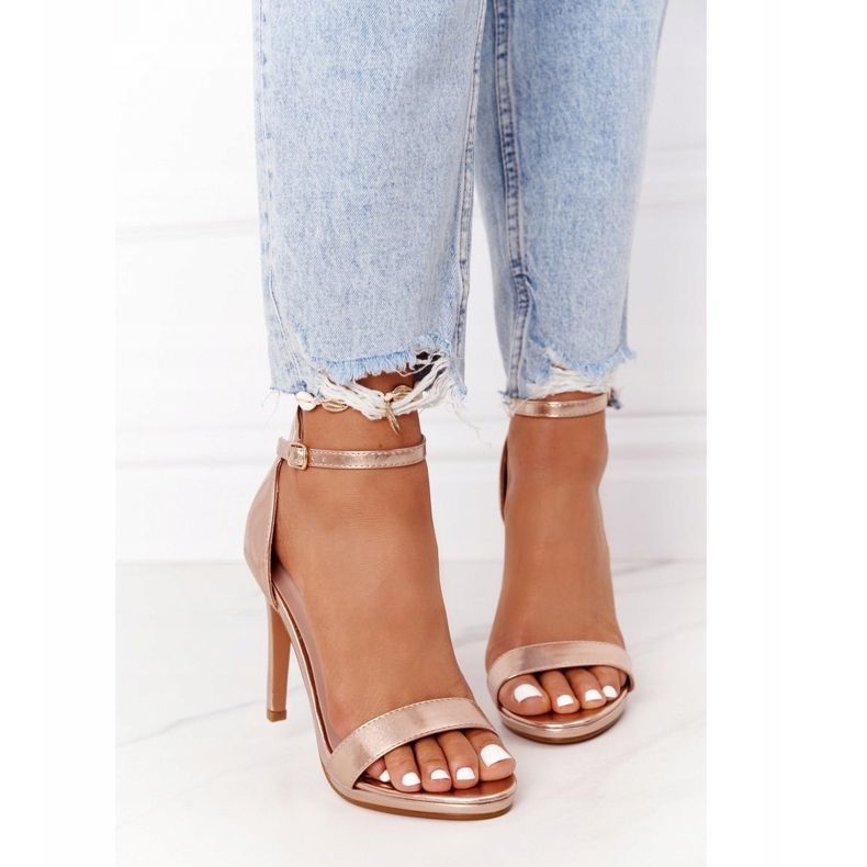 PG1 Sandálias elegantes com salto alto ouro rosa glamour dourado 2