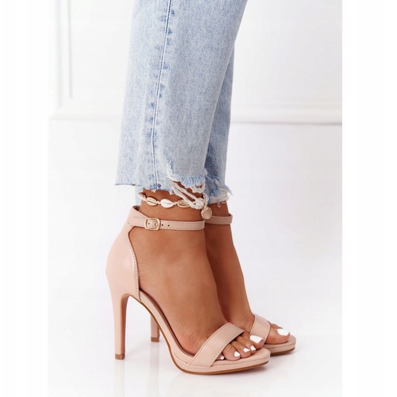 PG1 Sandálias Elegantes em Salto Alto Nude Glamour rosa 2