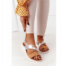 Sandálias de camurça Sergio Leone SK039 Bege e Prata 2