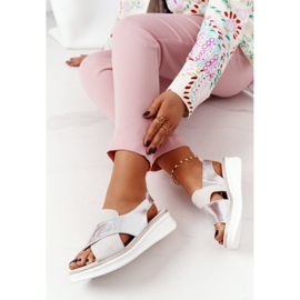 Sandálias Slip-On na plataforma Sergio Leone SK029 Branco-Prateado prata 1