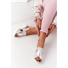 Sandálias Slip-On na plataforma Sergio Leone SK029 Branco-Prateado prata 2