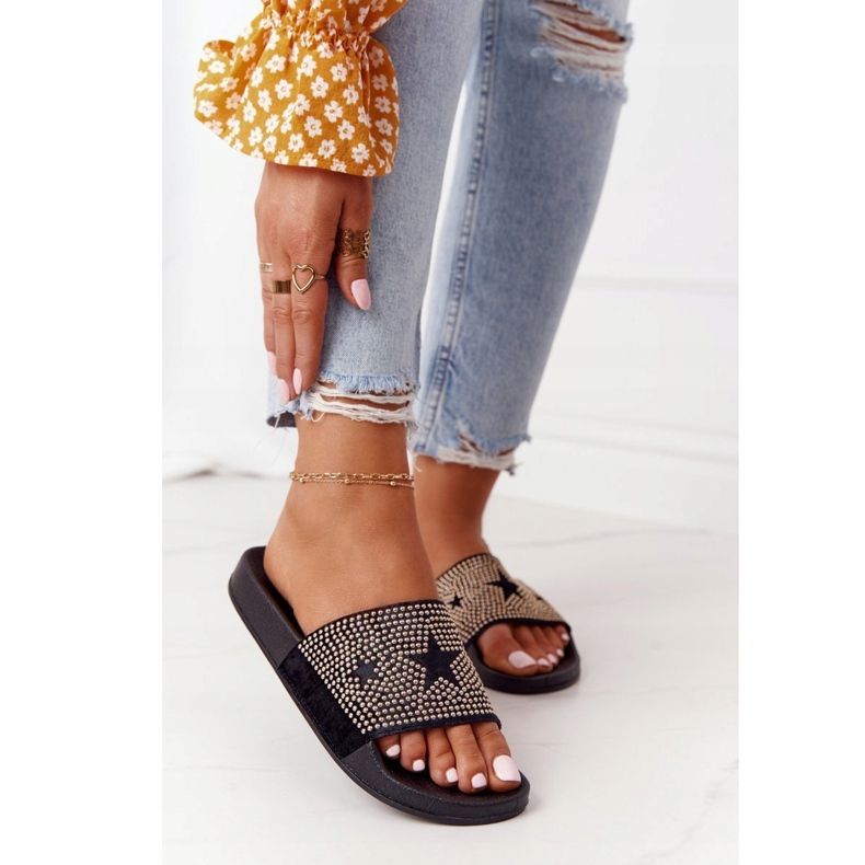 EVE Chinelos de borracha pretos Edie com jatos 2