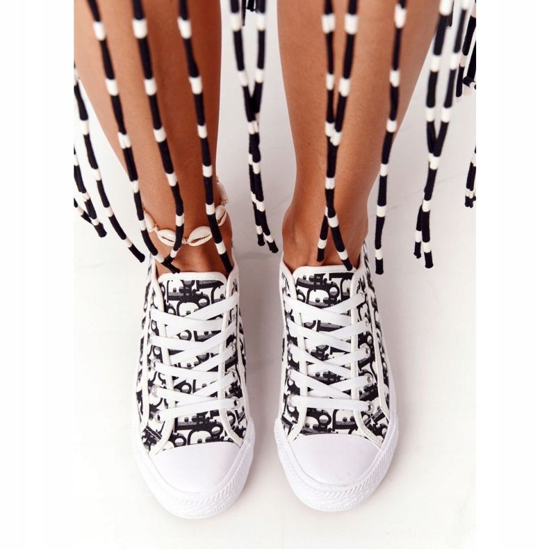 PS1 Tênis feminino logado branco e preto - folga 1