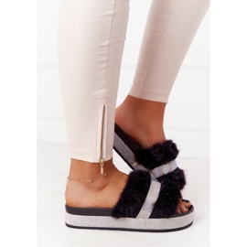 PS1 Chinelos pretos na plataforma com pele e zircônia cúbica impressão 2 PS1 Chinelos pretos na plataforma com pele e zircônia cúbica impressão 2