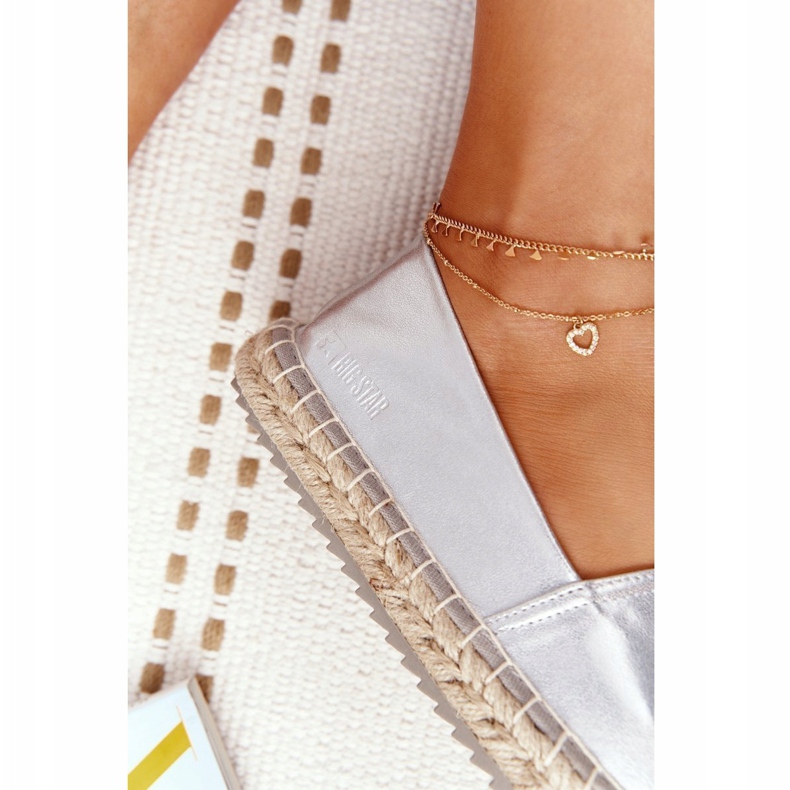 Alpercatas de couro em uma sola trançada Big Star HH274504 de prata 4