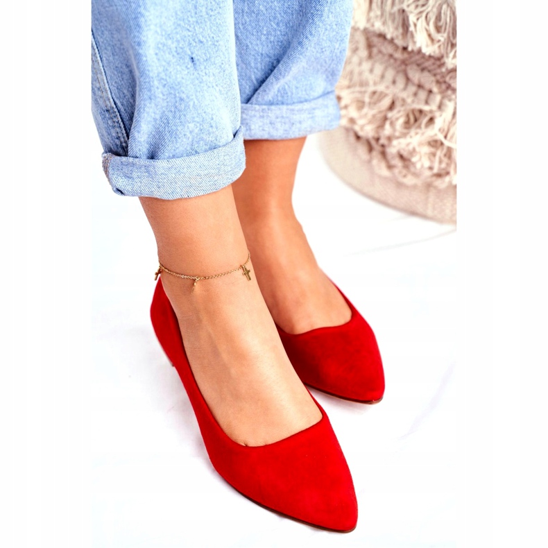 EVE Bailarinas femininas em Spitz Suede Red Westley vermelho 3