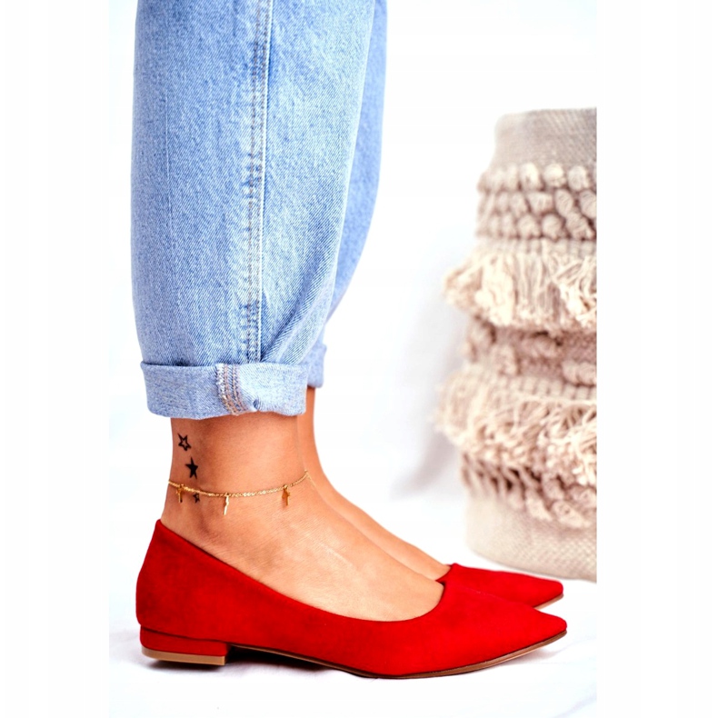 EVE Bailarinas femininas em Spitz Suede Red Westley vermelho 2