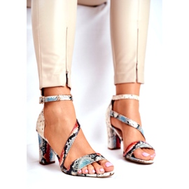 Sandálias femininas de salto alto Sergio Leone Red Snake SK870 bege multicolorido 1