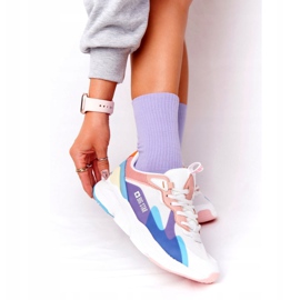 Sapatos esportivos femininos com espuma viscoelástica Big Star HH274809 branco-rosa tolet azul amarelo 1