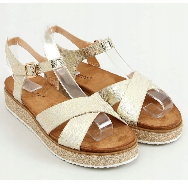 Sandálias douradas femininas 100-139SA-1 ouro dourado 1