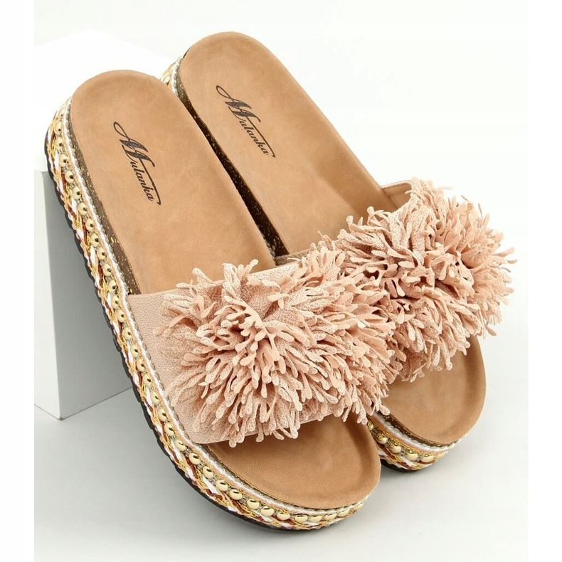 Chinelos bege 2260 bege na sola decorada 1