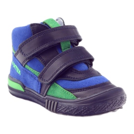 Botins de couro azul marinho/azul com velcro, Bartek 91756 1