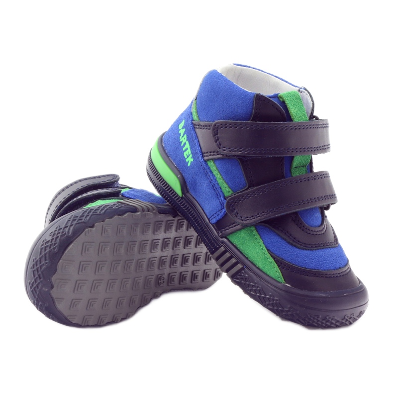 Botins de couro azul marinho/azul com velcro, Bartek 91756 3