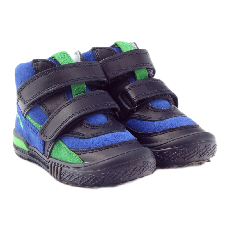 Botins de couro azul marinho/azul com velcro, Bartek 91756 4