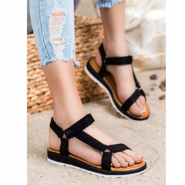 SHELOVET Sandálias elegantes com velcro preto 1