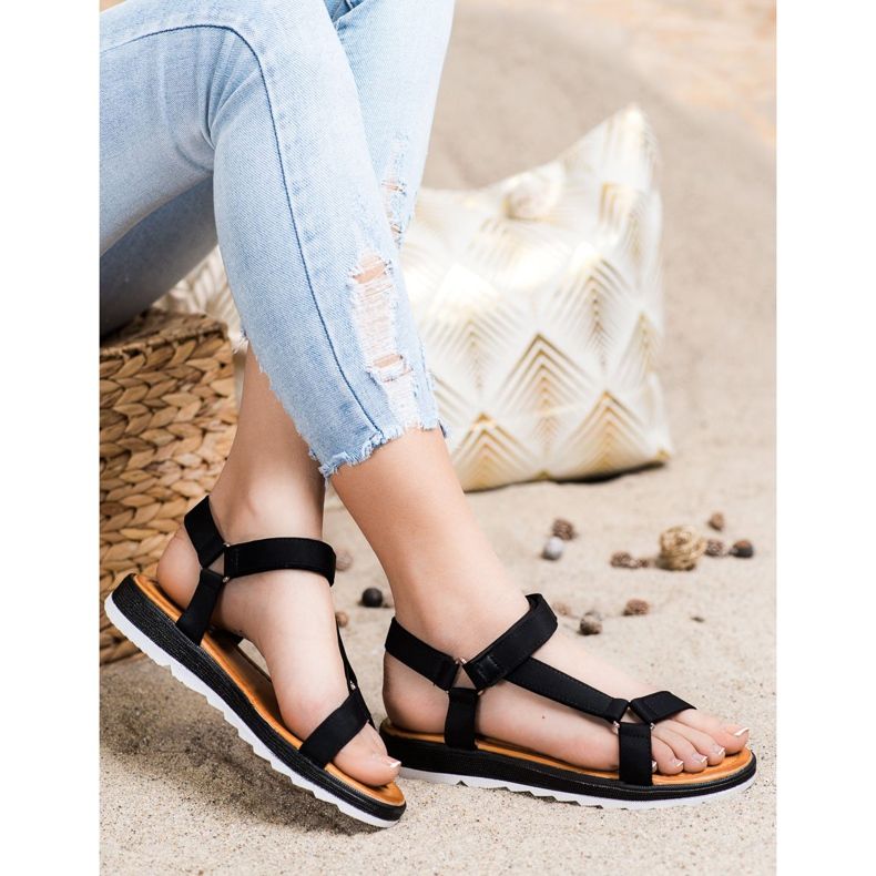 SHELOVET Sandálias elegantes com velcro preto 2