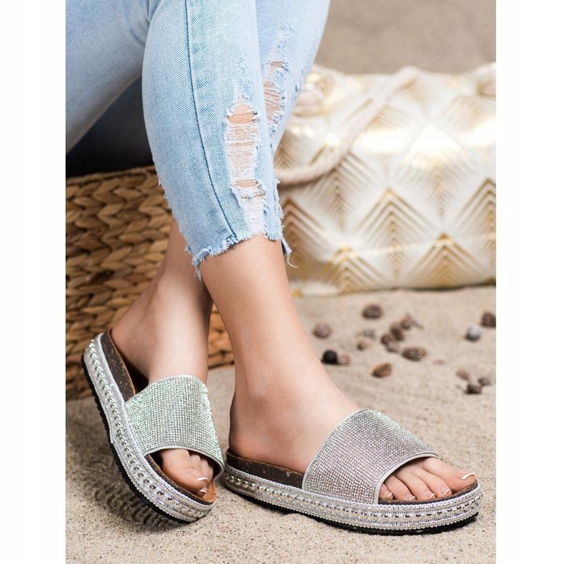 SHELOVET Chinelos de cristal da moda prata 1