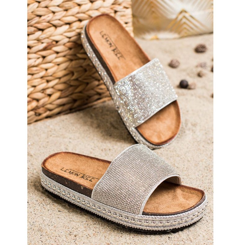 SHELOVET Chinelos de cristal da moda prata 2