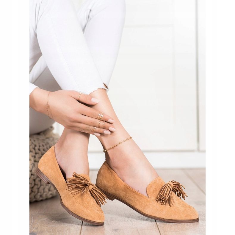 Evento Lordes de camurça com franjas marrom 2