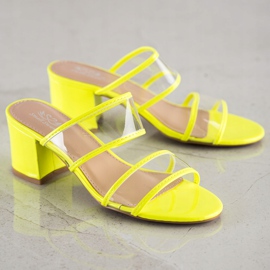 Small Swan Chinelos com tiras transparentes amarelo 1