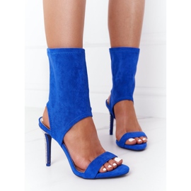 Sandálias de salto alto com zircônia cúbica Lu Boo azul prata 1