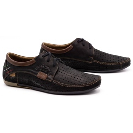 Olivier Sapatos de couro de abertura masculina 563 preto marrom 1