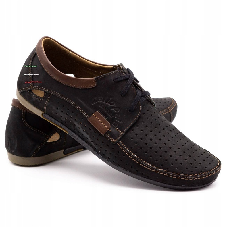 Olivier Sapatos de couro de abertura masculina 563 preto castanho 2