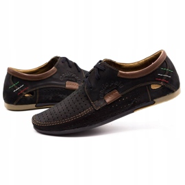 Olivier Sapatos de couro de abertura masculina 563 preto marrom 3