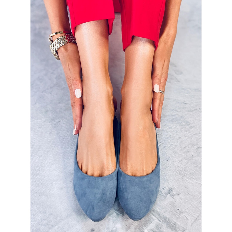 Blue CC212P Bailarinas de camurça lisa azul 1
