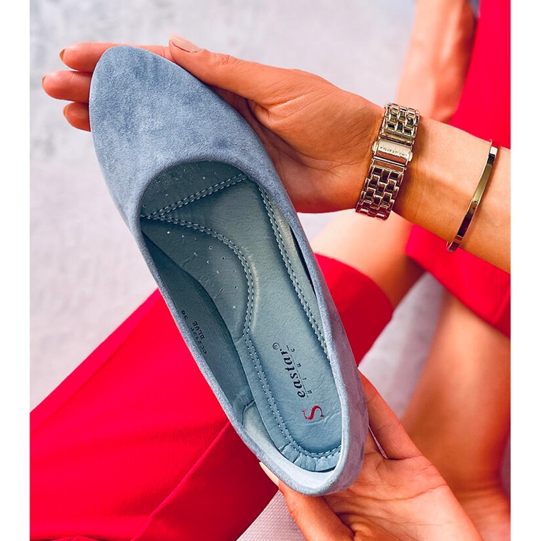 Blue CC212P Bailarinas de camurça lisa azul 2