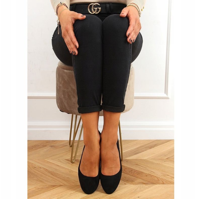 Black CC212P Black camurça lisa ballerinas preto 1